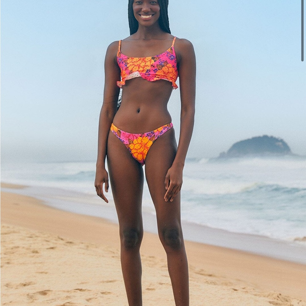 Farm Rio Pink Flowers Garden Bikini Top and Bottom
